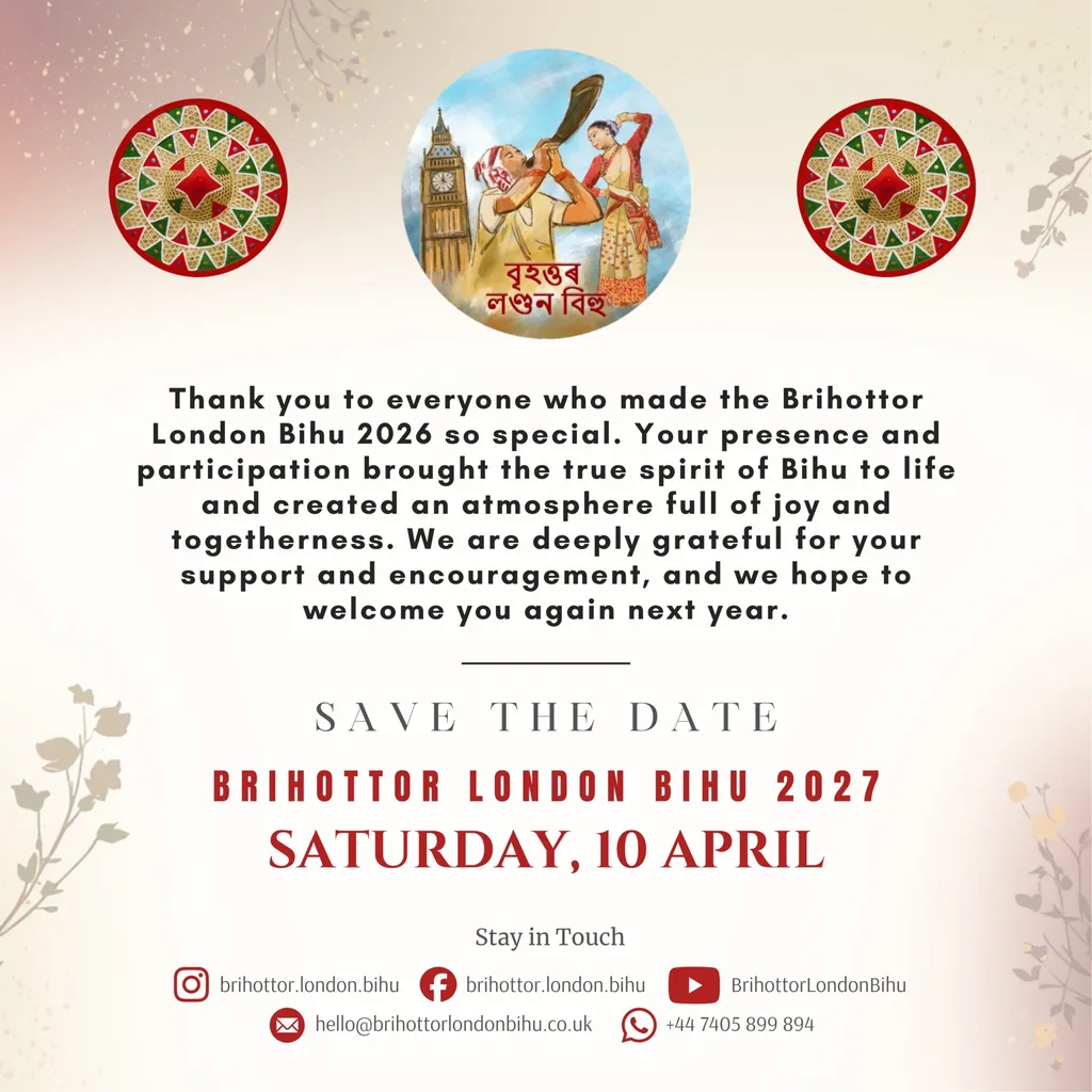 Save the date for Brihottor London Bihu 2027: Saturday, 10 April